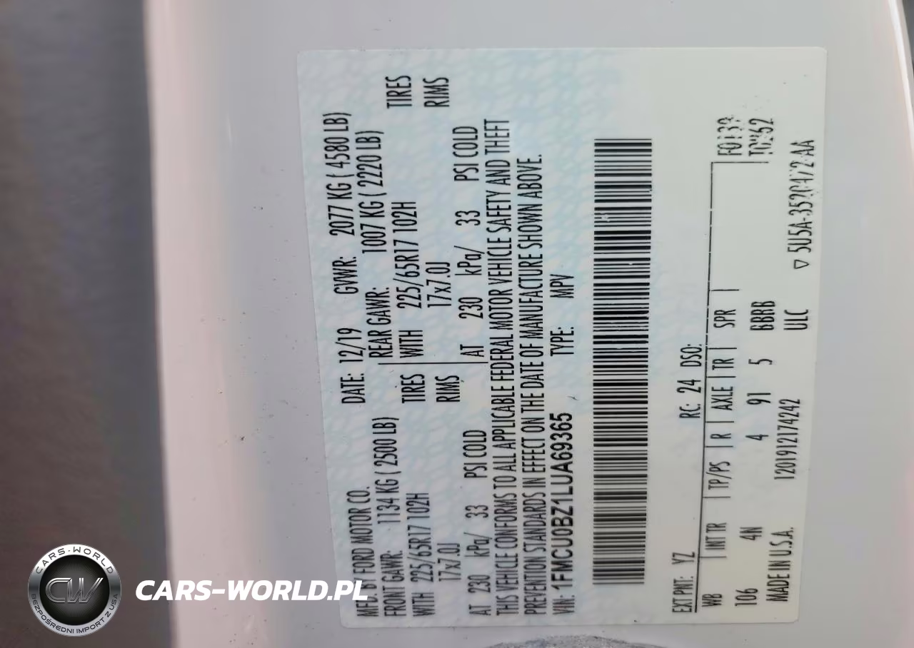 2020 Ford Escape Se Sport VIN:1FMCU0BZ1LUA69365 - 13