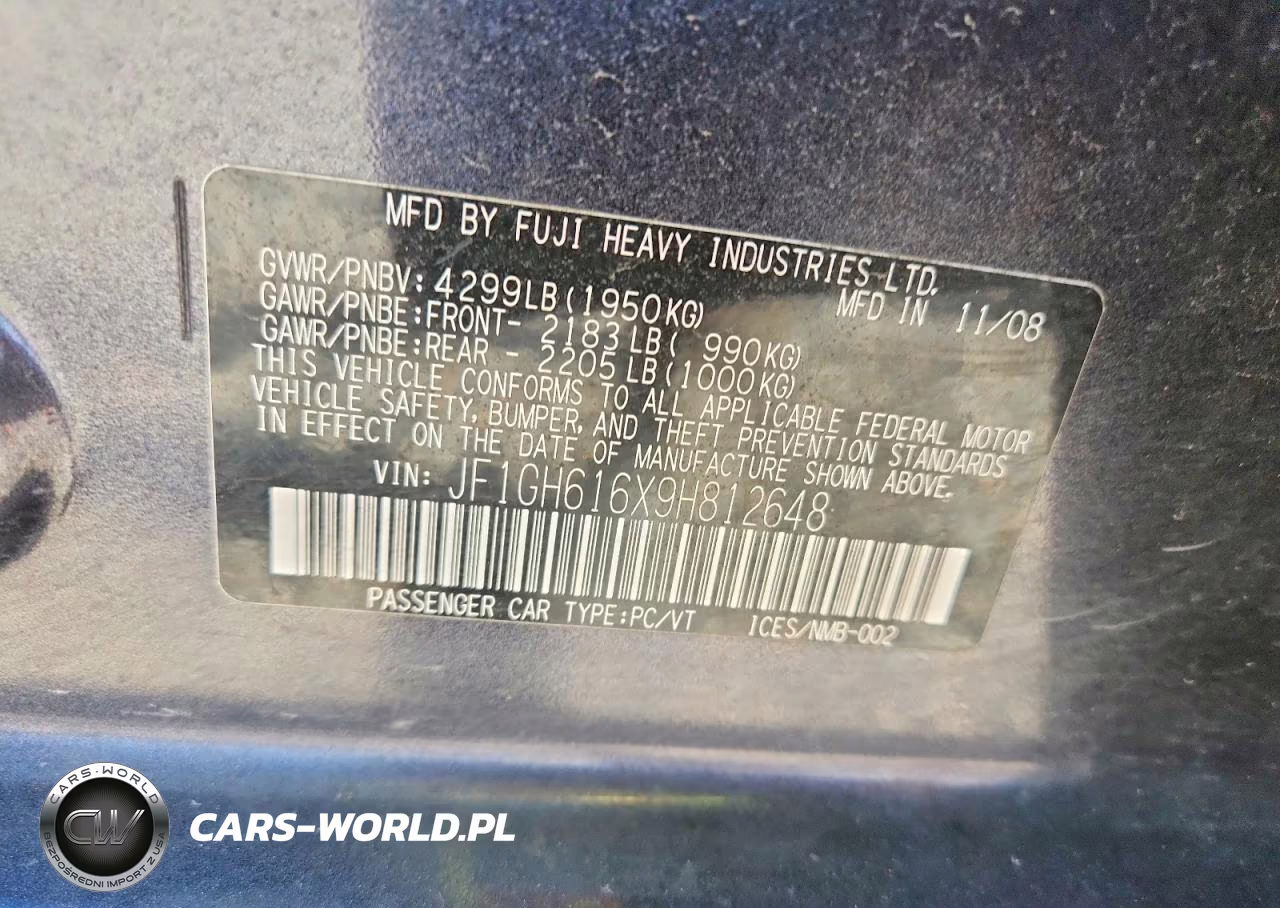 2009 Subaru Impreza 2.5I VIN:JF1GH616X9H812648 - 13