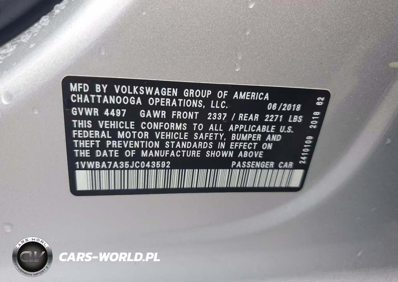 2018 Volkswagen Passat Se VIN:1VWBA7A35JC043592 - 12
