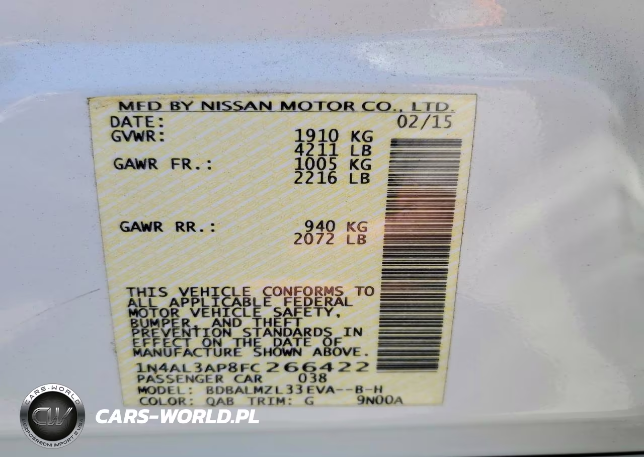 2015 Nissan Altima 2.5 Sv VIN:1N4AL3AP8FC266422 - 13