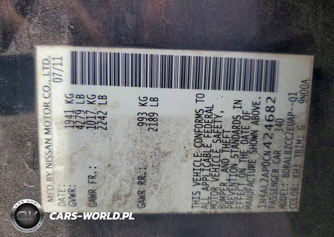 2012 Nissan Altima 2.5 VIN:1N4AL2AP0CN424682 - 12