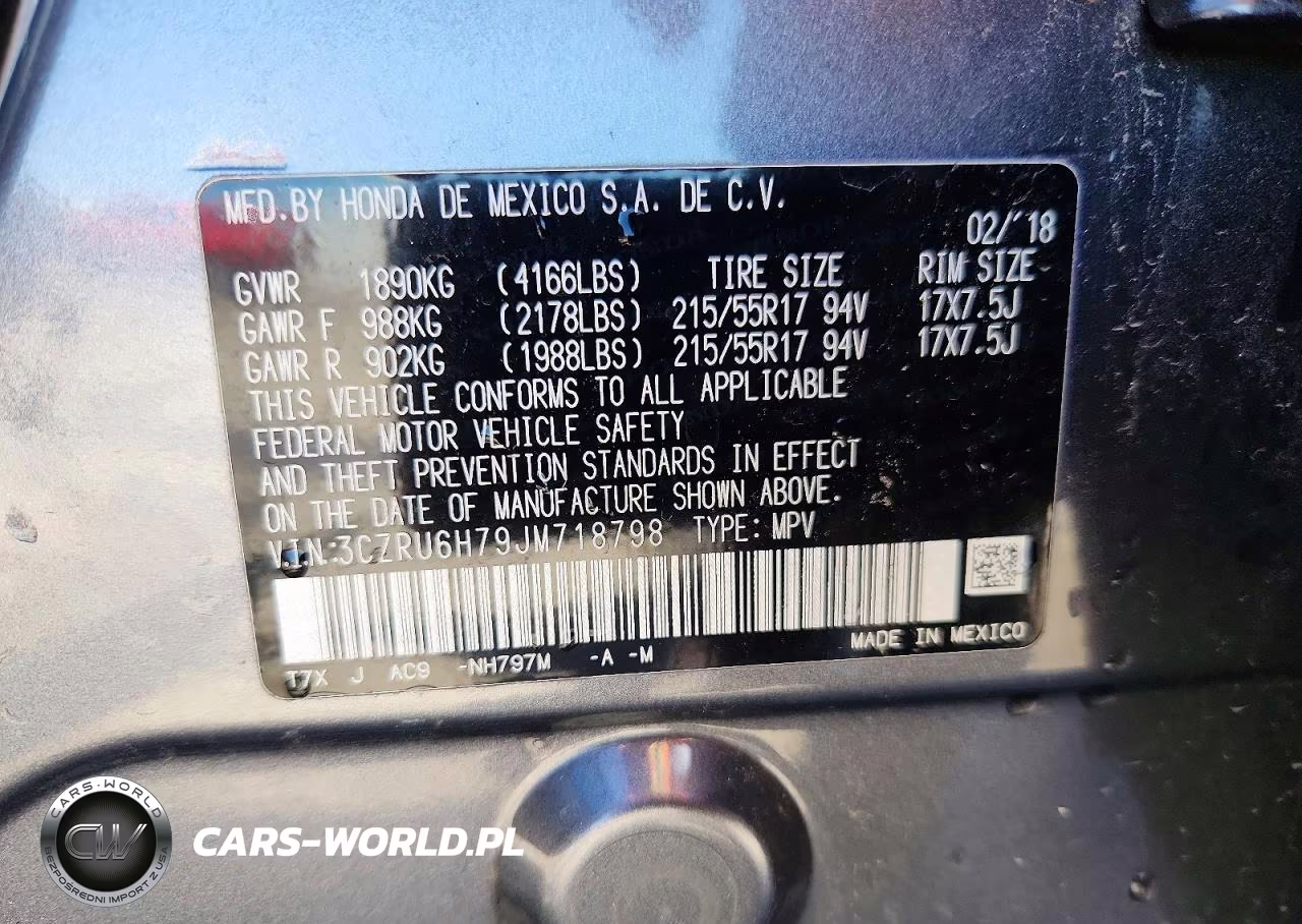 2018 Honda Hr-V Exl VIN:3CZRU6H79JM718798 - 14