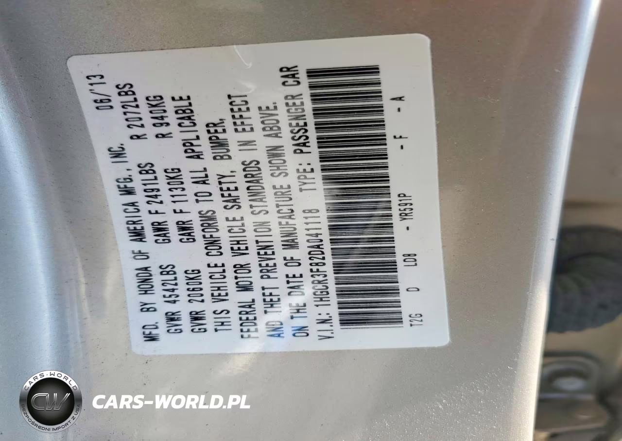 2013 Honda Accord Exl VIN:1HGCR3F82DA041118 - 12