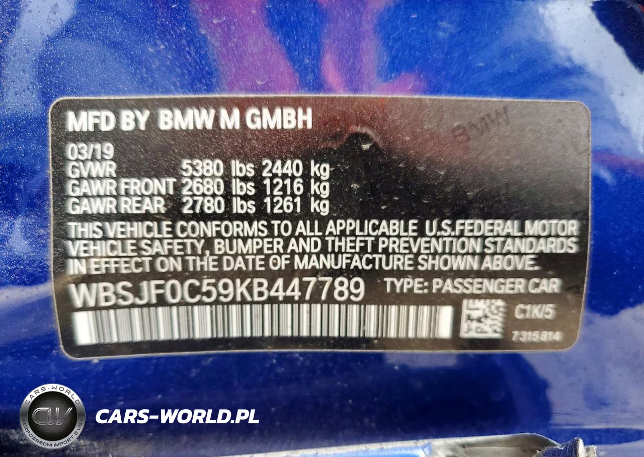 2019 BMW M5 VIN:WBSJF0C59KB447789 - 13