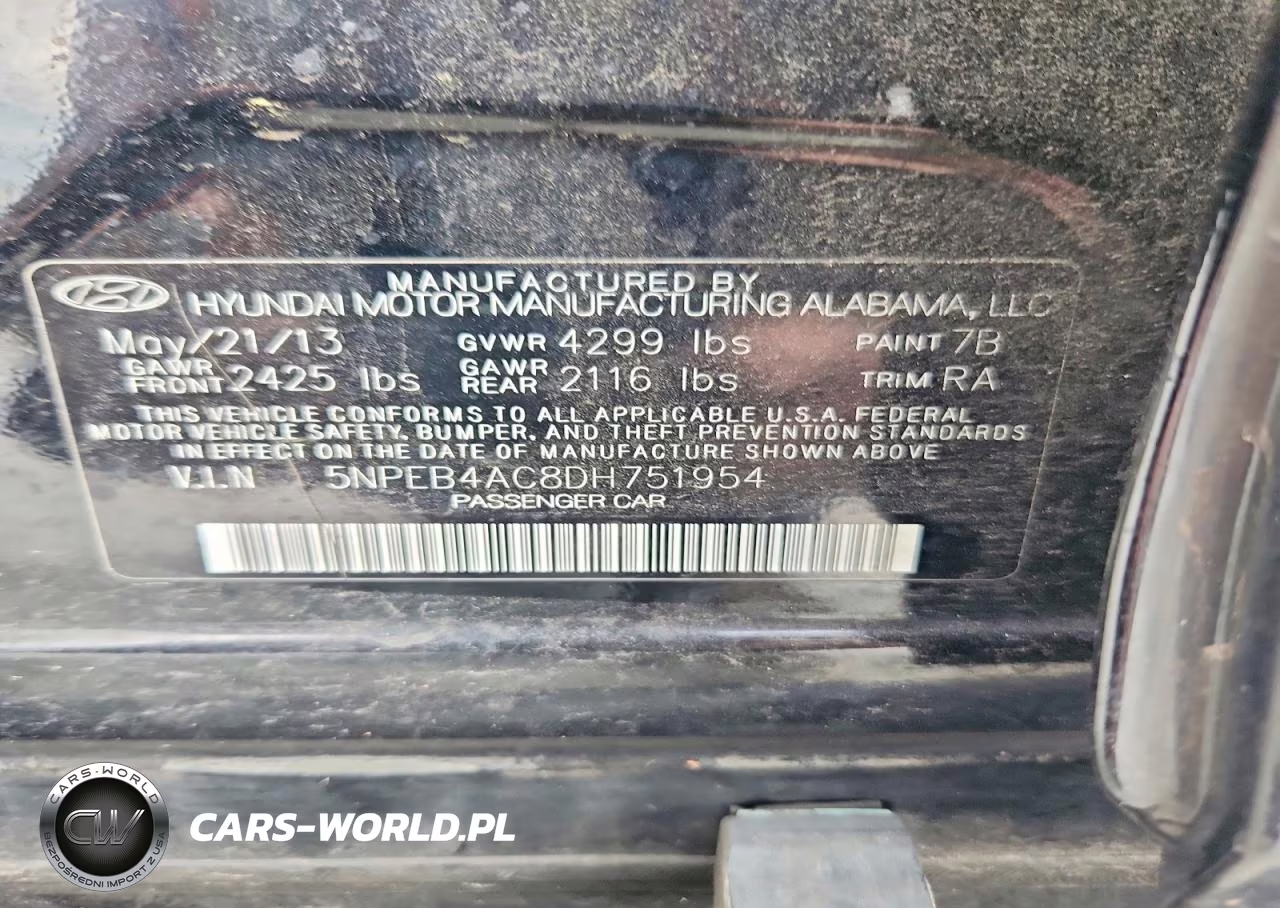 2013 Hyundai Sonata Gls VIN:5NPEB4AC8DH751954 - 12
