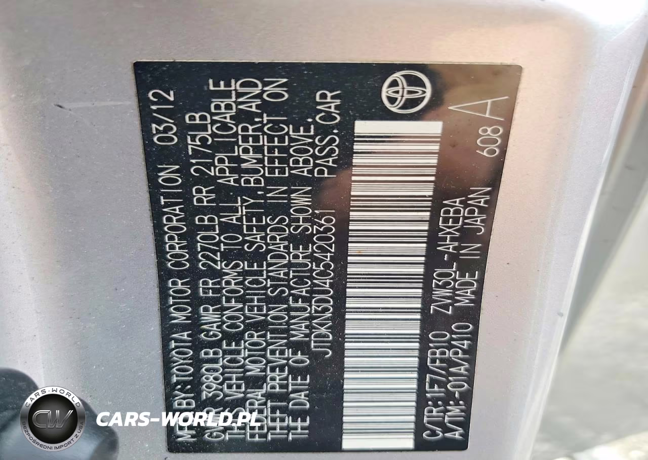 2012 Toyota Prius Two VIN:JTDKN3DU4C5420361 - 12