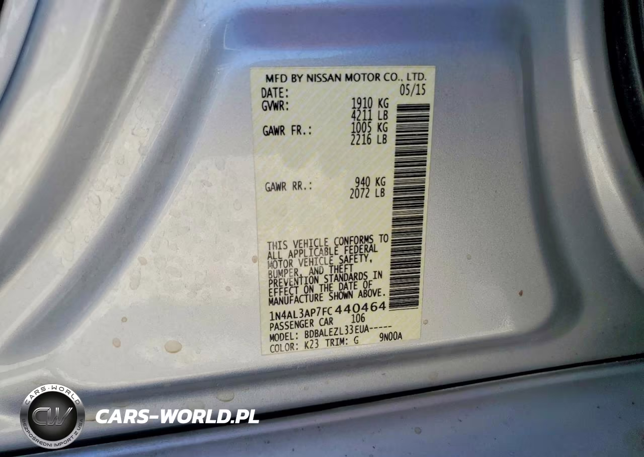 2015 Niss Altima VIN:1N4AL3AP7FC440464 - 13