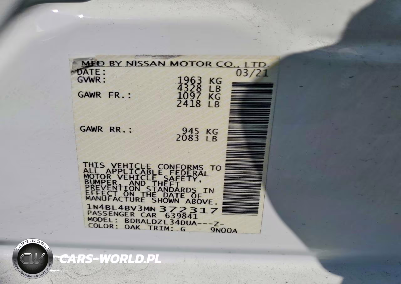 2021 Nissan Altima S VIN:1N4BL4BV3MN372317 - 13