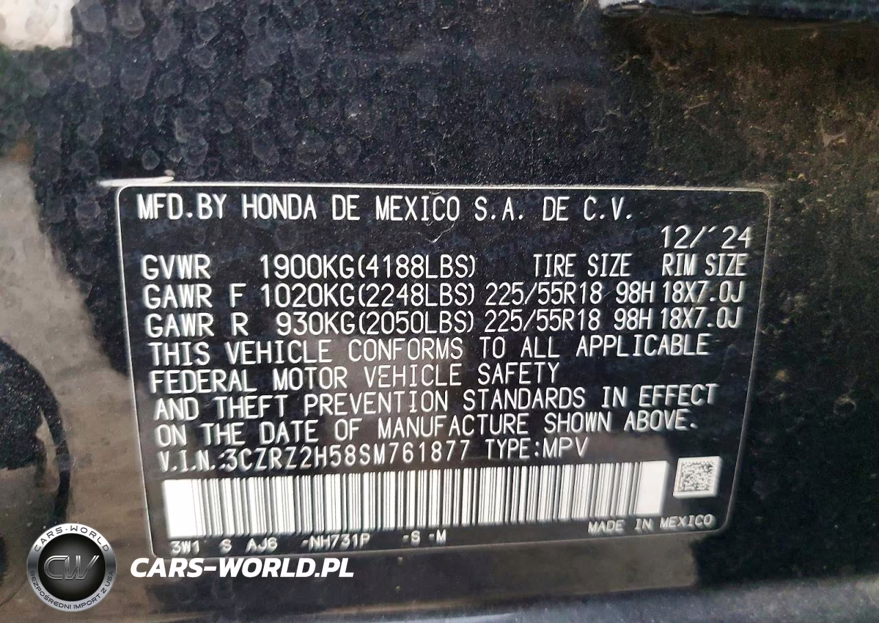 2025 Honda Hr-V Sport VIN:3CZRZ2H58SM761877 - 14