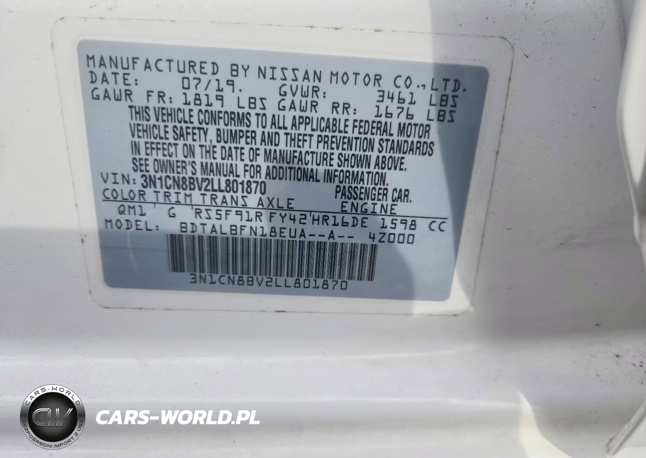 2020 NISSAN VERSA S VIN:3N1CN8BV2LL801870 - 12