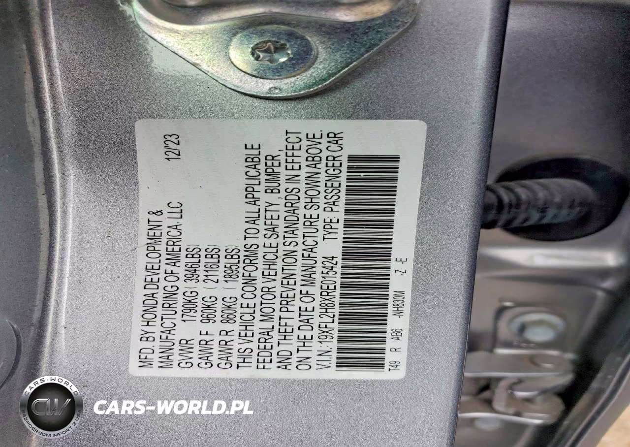 2024 Honda Civic Sport VIN:19XFL2H8XRE015424 - 12