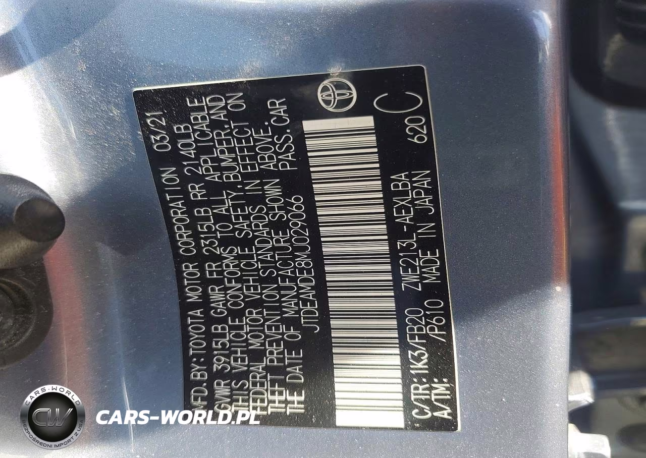 2021 Toyota Corolla Le VIN:JTDEAMDE8MJ029066 - 12