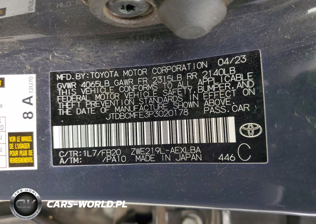2023 Toyota Corolla Hybrid Le VIN:JTDBCMFE3P3020178 - 12
