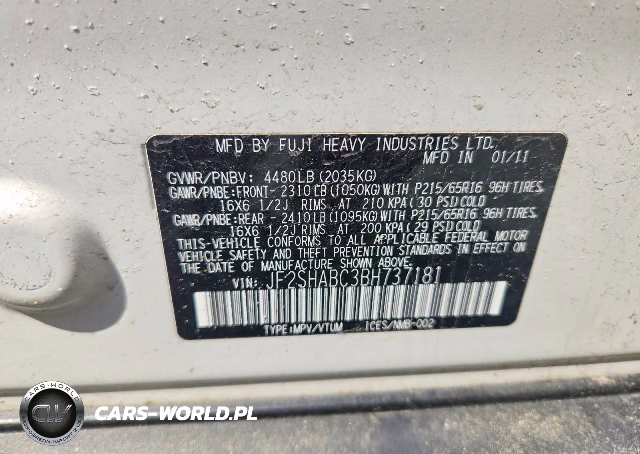 2011 Subaru Forester 2.5X VIN:JF2SHABC3BH737181 - 13