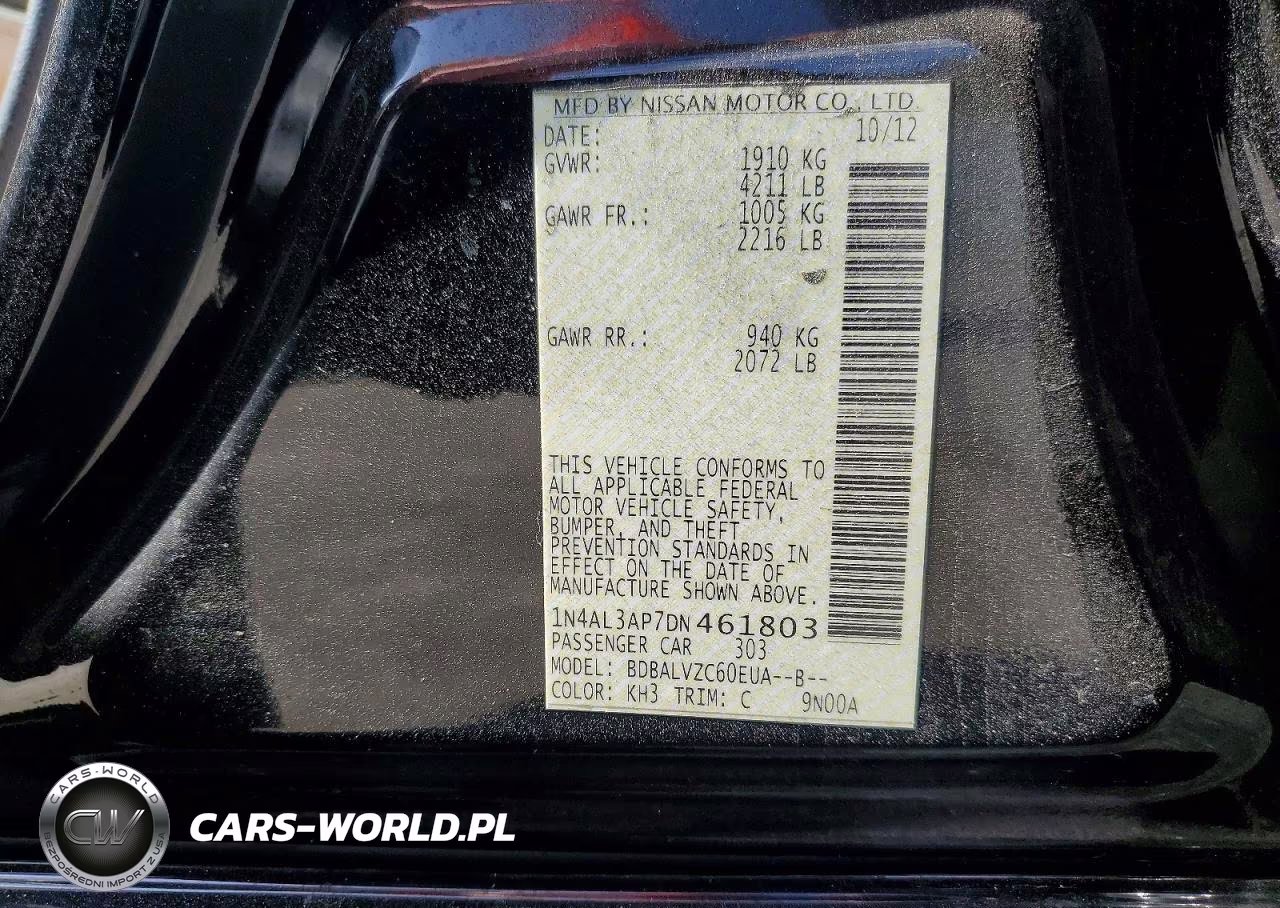 2013 Nissan Altima 2.5 VIN:1N4AL3AP7DN461803 - 12
