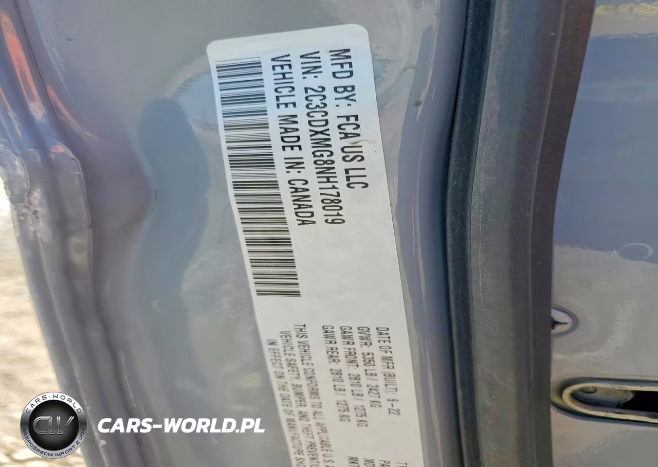 2022 Dodge Charger Gt VIN:2C3CDXMG8NH178019 - 12