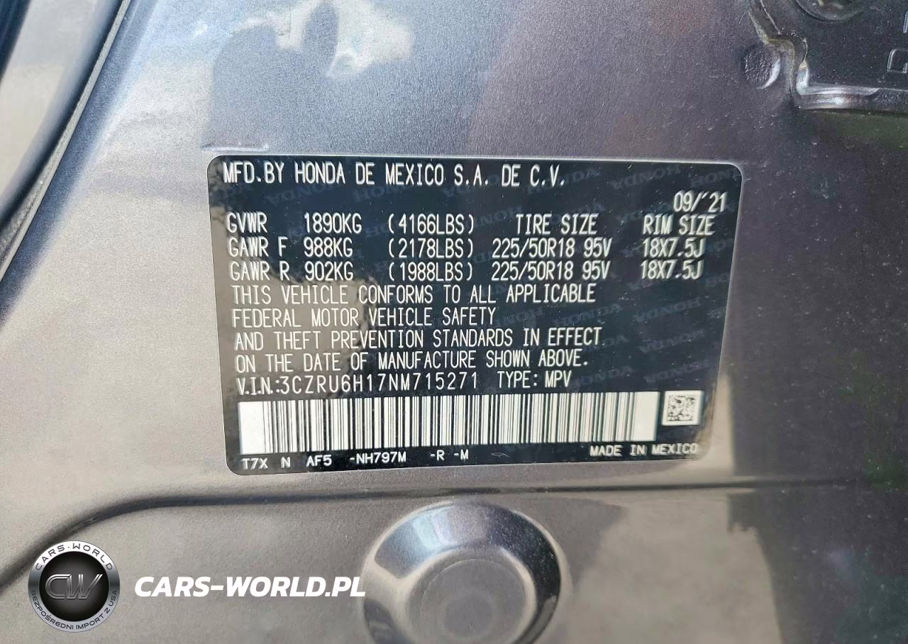 2022 Honda Hr-V Sport VIN:3CZRU6H17NM715271 - 14
