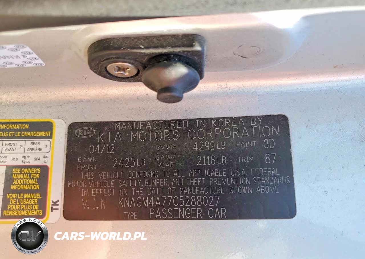 2012 Kia Optima Lx VIN:KNAGM4A77C5288027 - 12