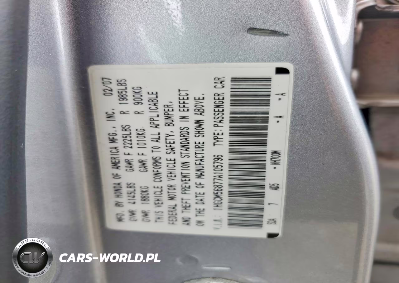 2007 Honda Accord Ex VIN:1HGCM56877A105796 - 12