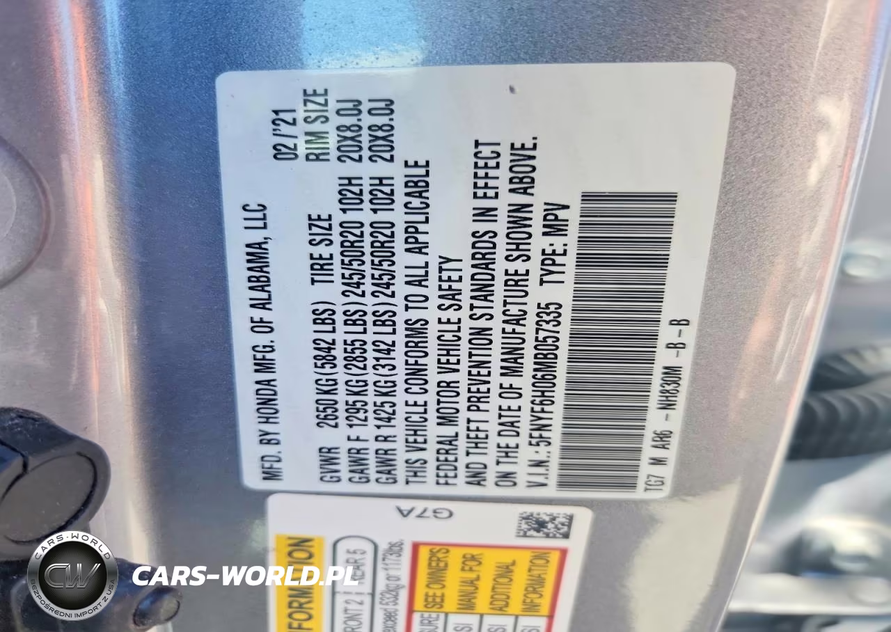 2021 Honda Pilot Elite VIN:5FNYF6H06MB057335 - 13