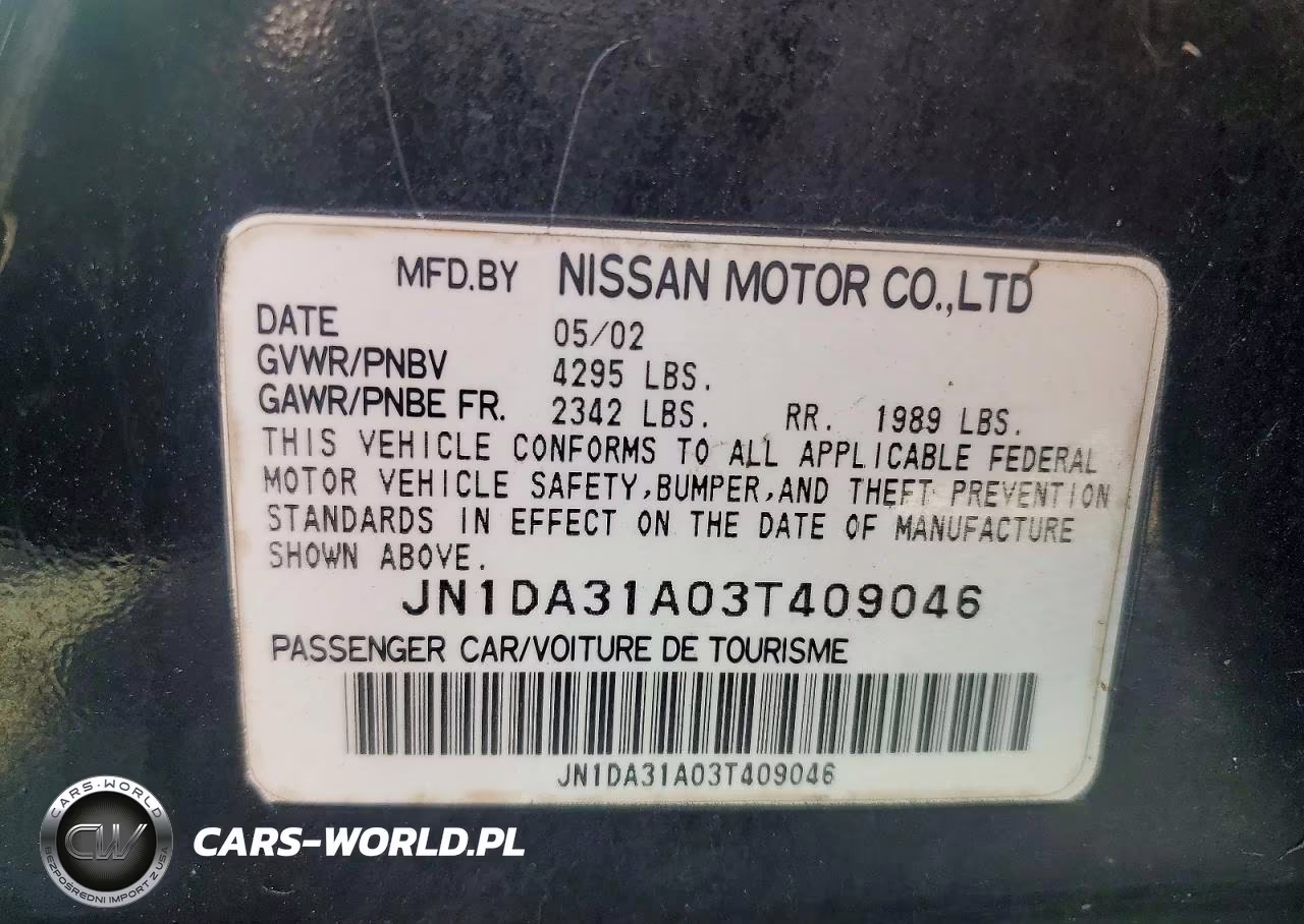 2003 Nissan Maxima Gxe VIN:JN1DA31A03T409046 - 12