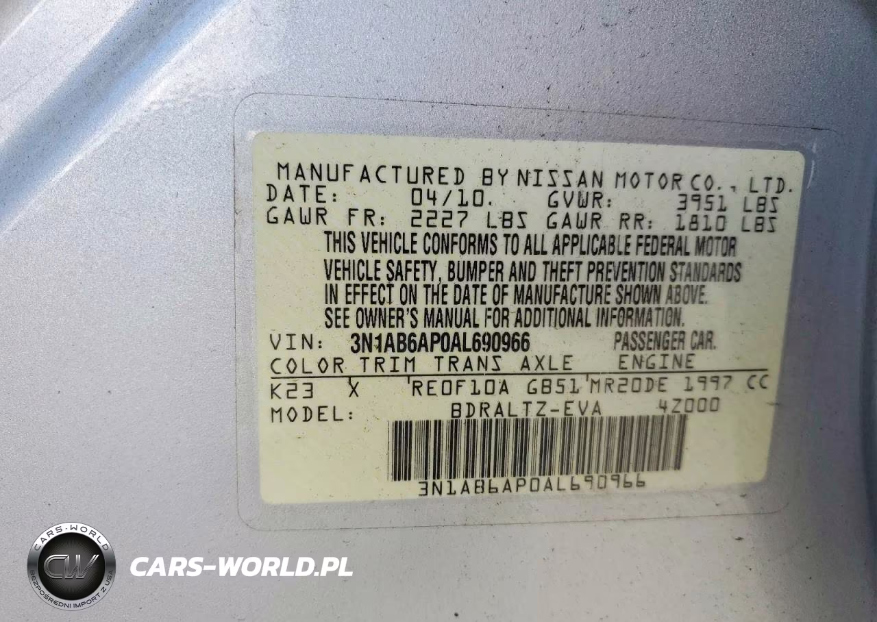 2010 Nissan Sentra 2.0 VIN:3N1AB6AP0AL690966 - 13
