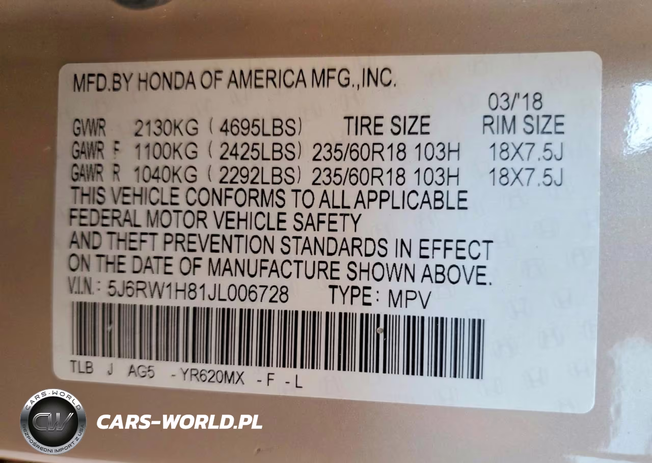 2018 Honda Cr-V Exl VIN:5J6RW1H81JL006728 - 12
