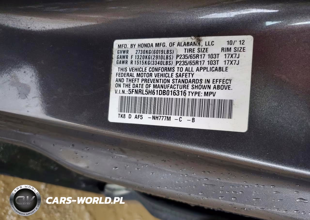 2013 Honda Odyssey Exl VIN:5FNRL5H61DB016316 - 12