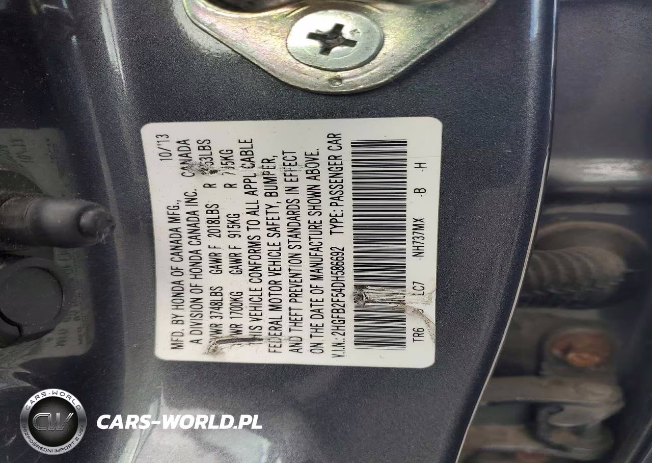 2013 Honda Civic Lx VIN:2HGFB2F54DH586692 - 12