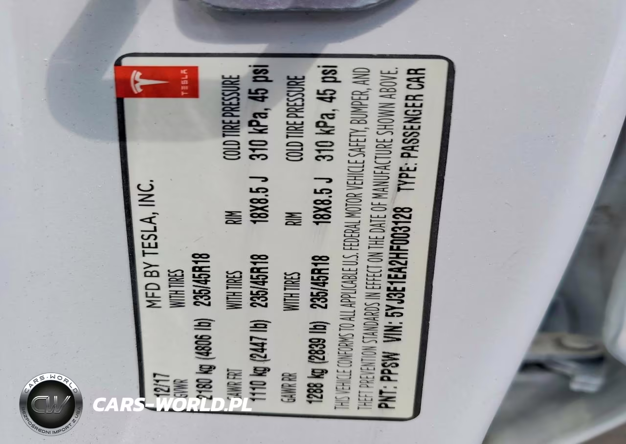2017 Tesla Model 3 VIN:5YJ3E1EA2HF003128 - 12