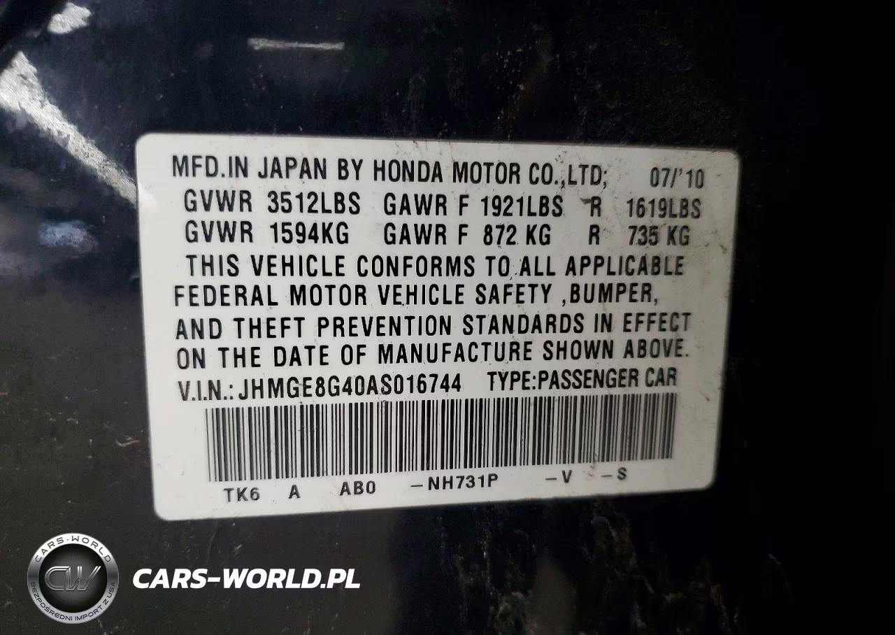 2010 Honda Fit Sport VIN:JHMGE8G40AS016744 - 12
