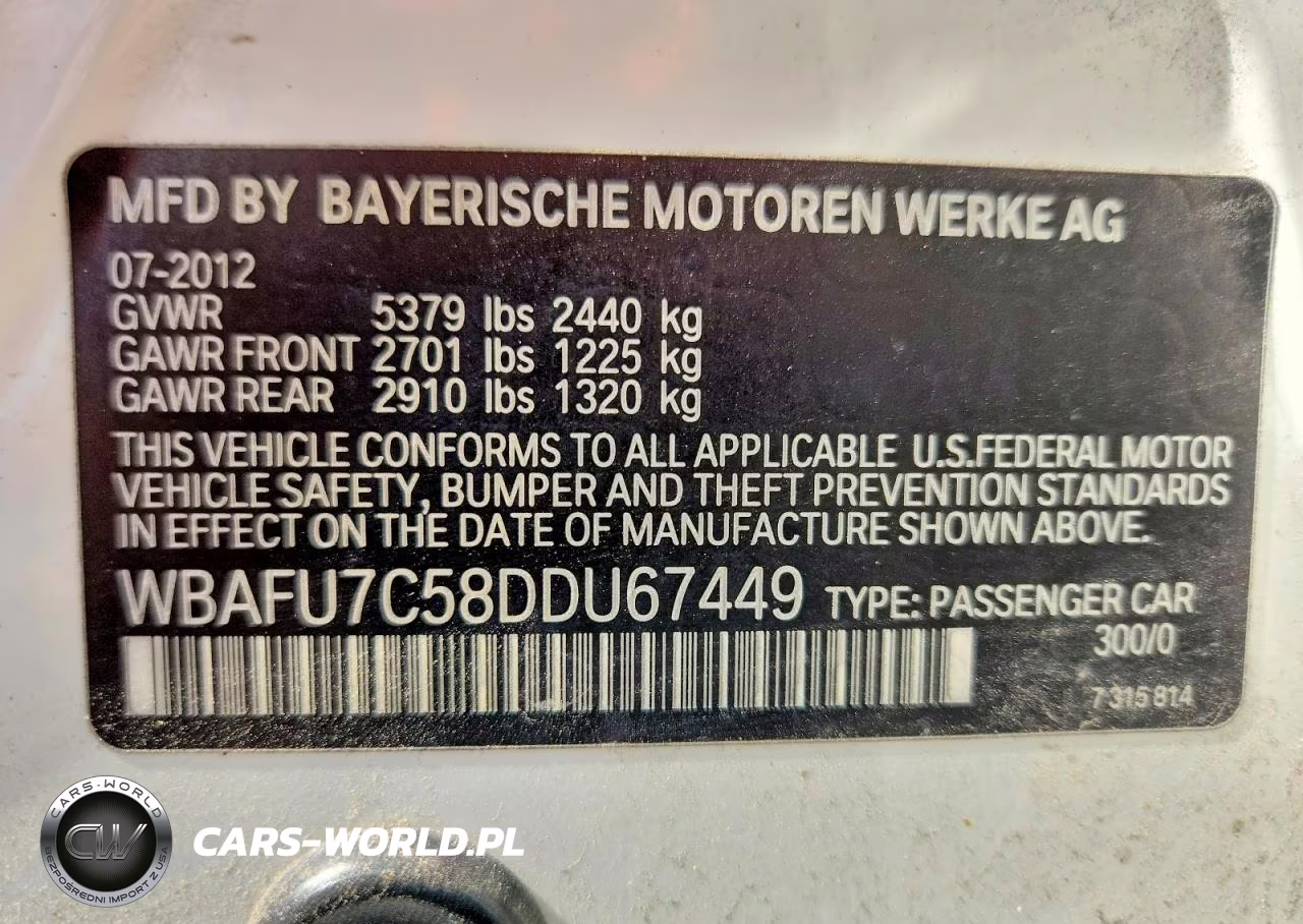 2013 BMW 535 Xi VIN:WBAFU7C58DDU67449 - 12