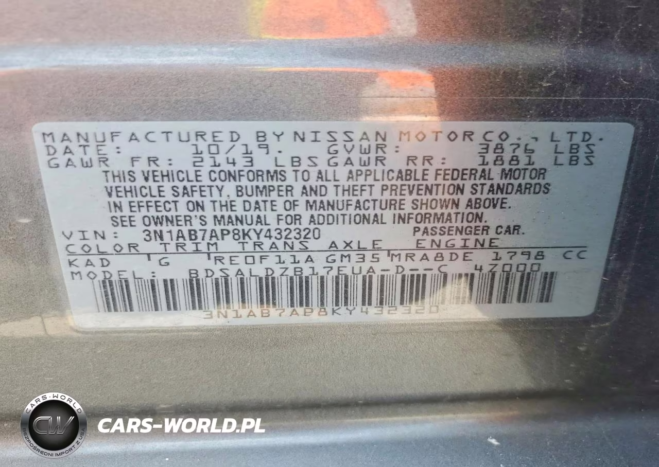 2019 Nissan Sentra Sv VIN:3N1AB7AP8KY432320 - 12