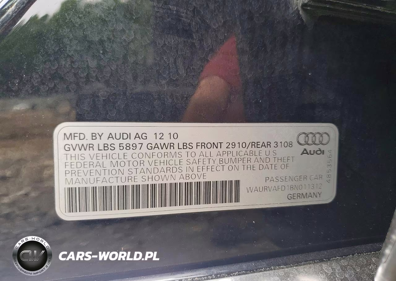 2011 Audi A8 L Quattro VIN:WAURVAFD1BN011312 - 12