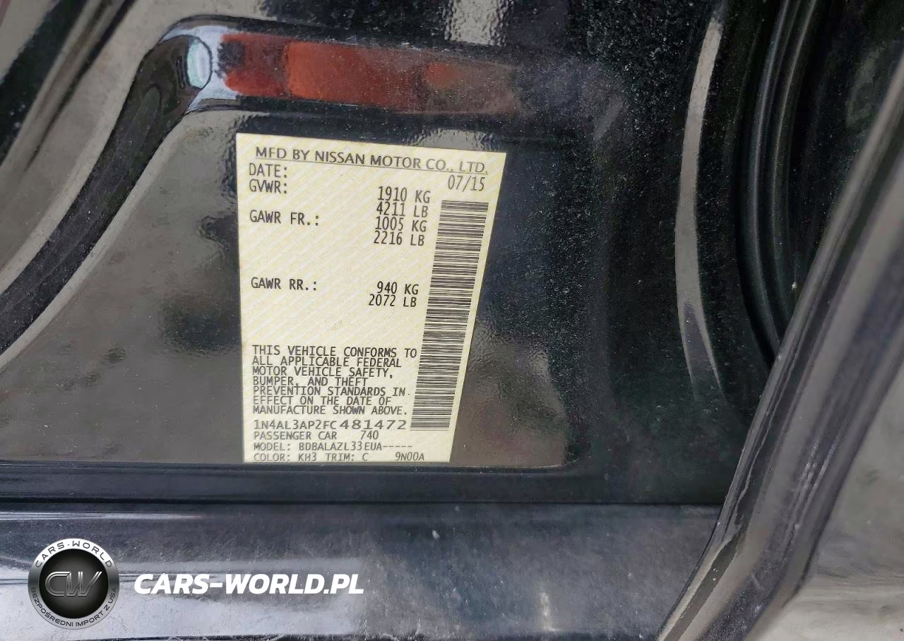 2015 Nissan Altima 2.5 VIN:1N4AL3AP2FC481472 - 12