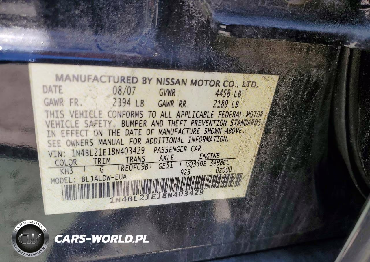 2008 Nissan Altima 3.5 Se VIN:1N4BL21E18N403429 - 12