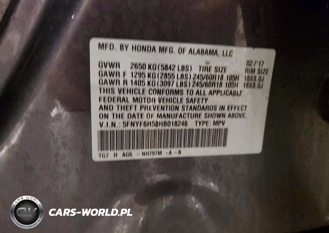 2017 Honda Pilot Exl VIN:5FNYF6H58HB018246 - 13