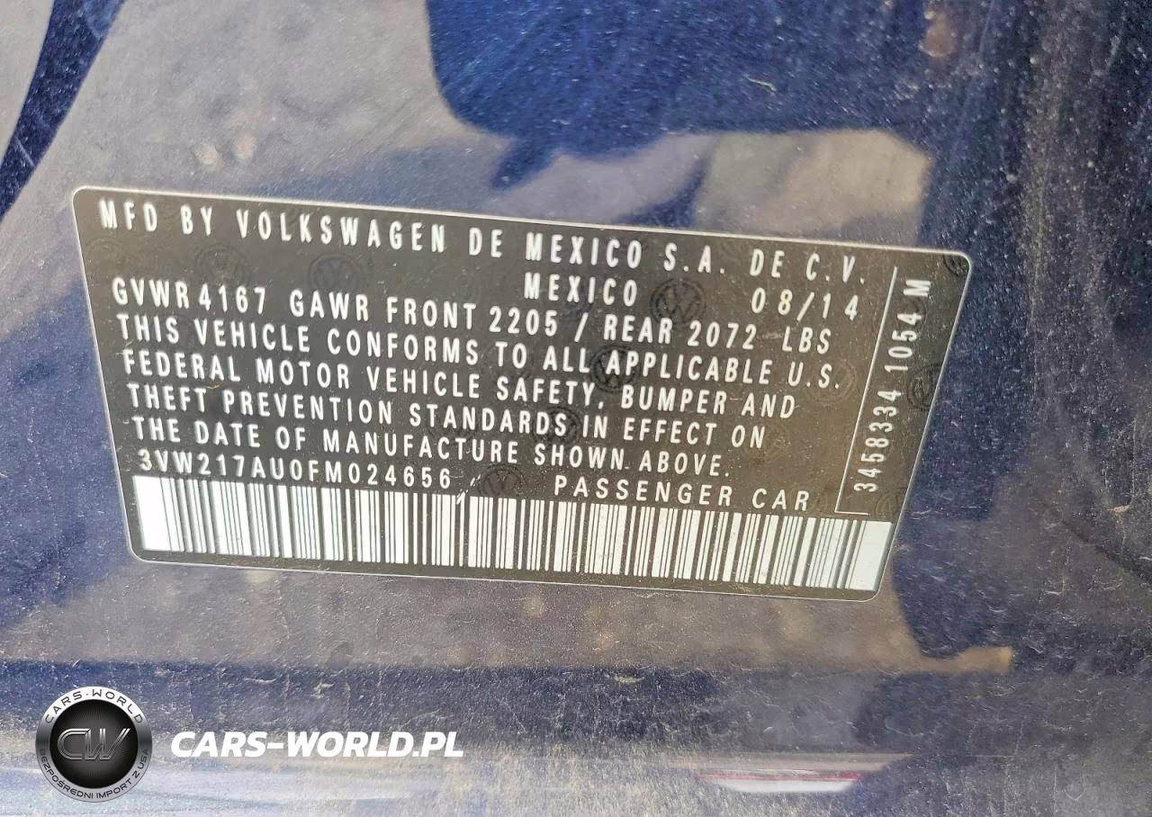 2015 Volkswagen Golf VIN:3VW217AU0FM024656 - 14