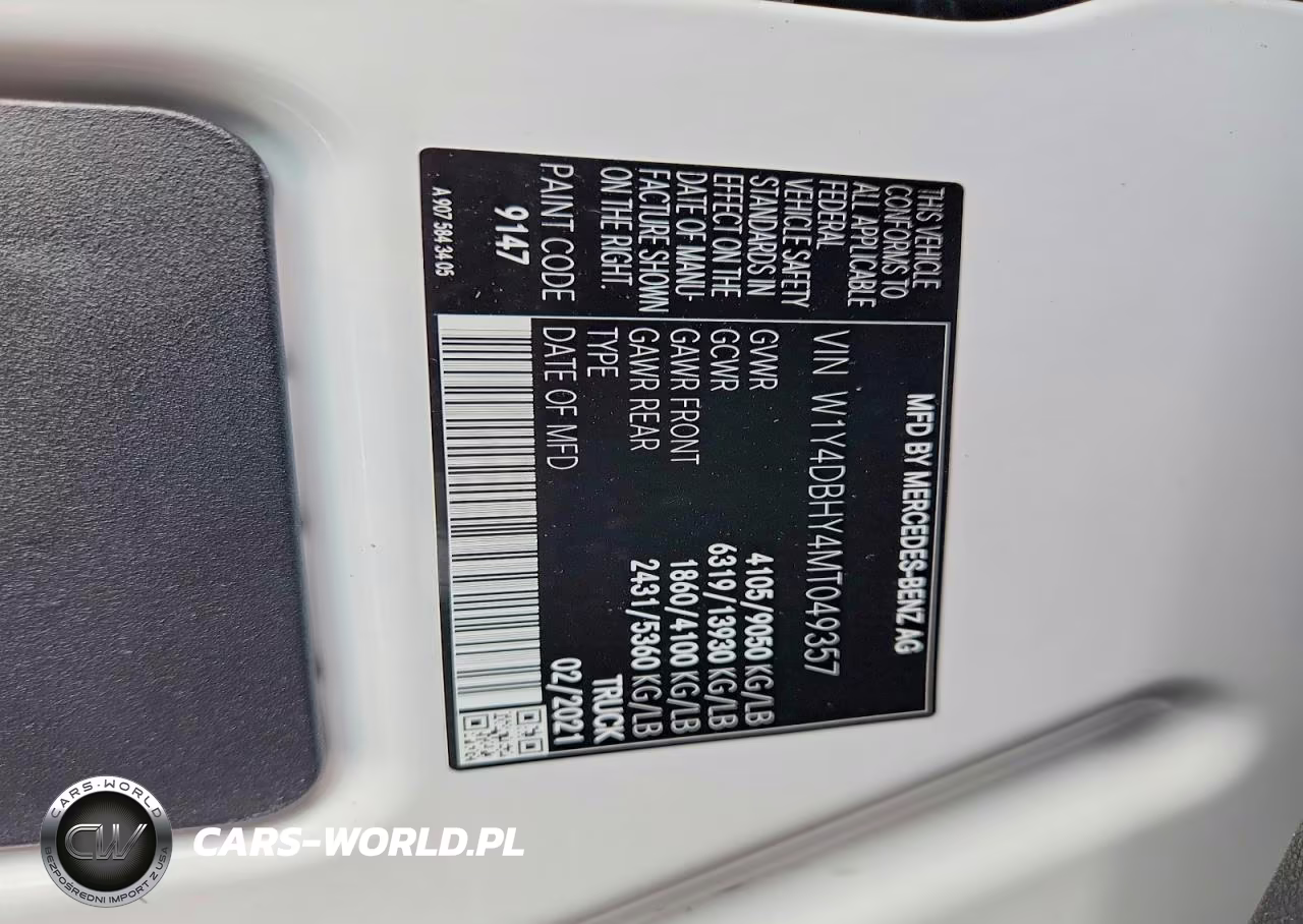 2021 Mercedes Benz Sprinter 2500 Delivery Van VIN:W1Y4DBHY4MT049357 - 12