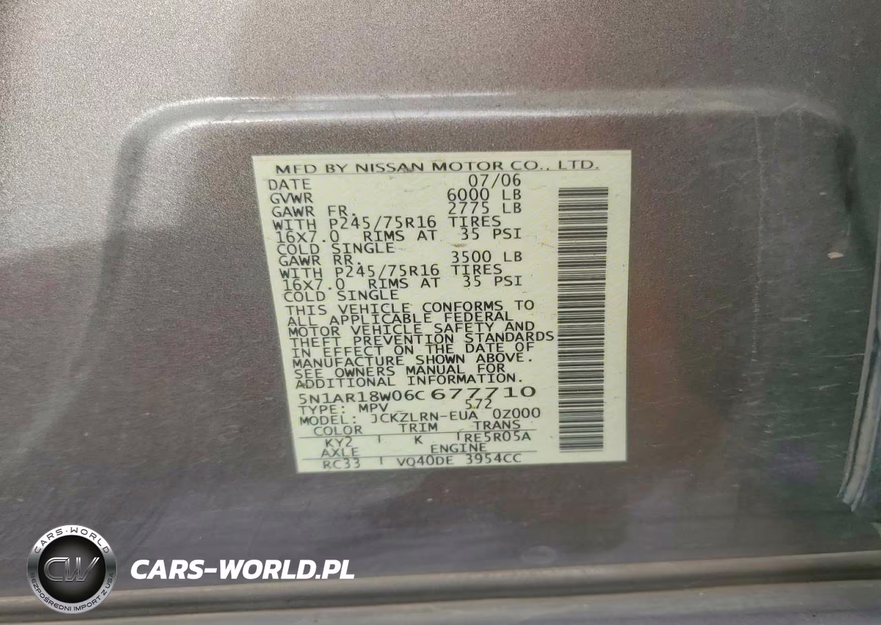 2006 Nissan Pathfinder S VIN:5N1AR18W06C677710 - 12