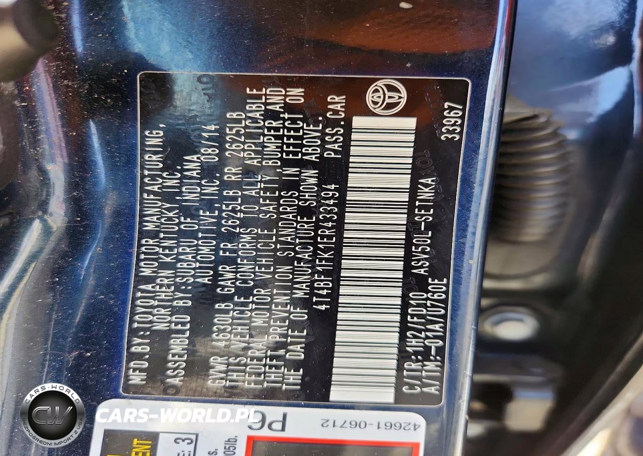 2014 Toyota Camry Le VIN:4T4BF1FK1ER433494 - 12