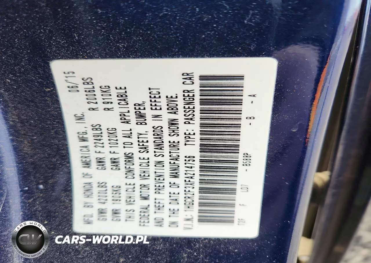 2015 Honda Accord Lx VIN:1HGCR2F3XFA214756 - 12
