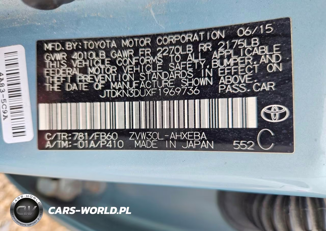 2015 Toyota Prius Two VIN:JTDKN3DUXF1969736 - 13