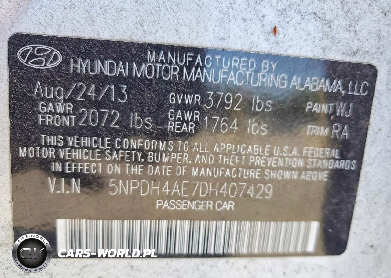 2013 Hyundai Elantra Gls VIN:5NPDH4AE7DH407429 - 12