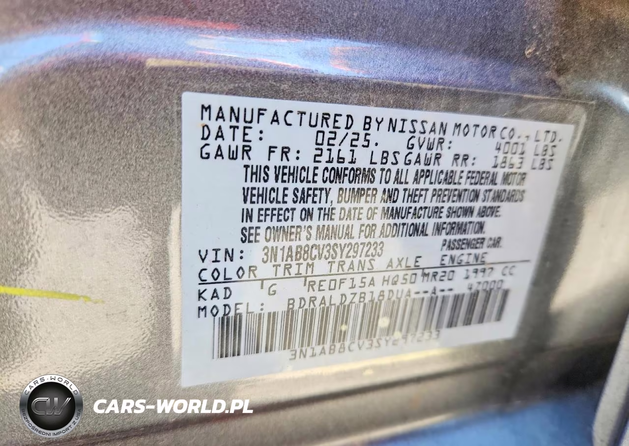 2025 Nissan Sentra Sv VIN:3N1AB8CV3SY297233 - 12