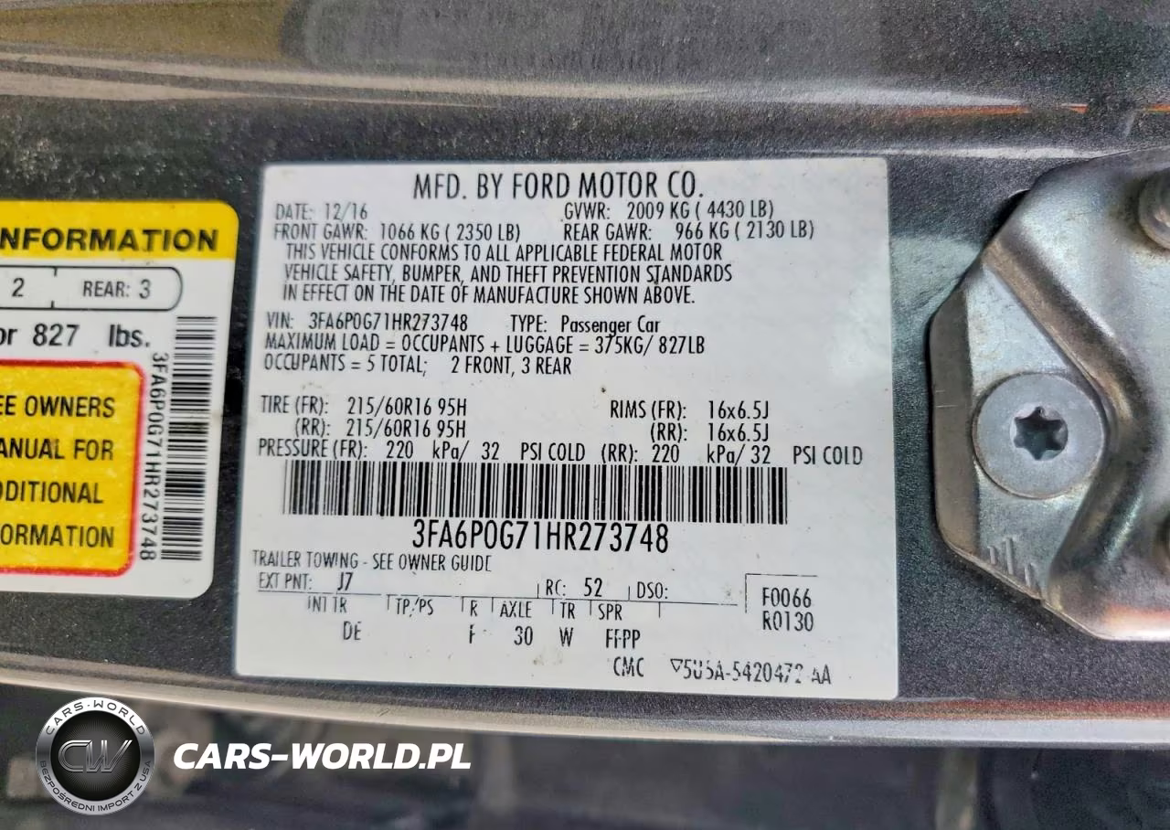 2017 Ford Fusion S VIN:3FA6P0G71HR273748 - 12