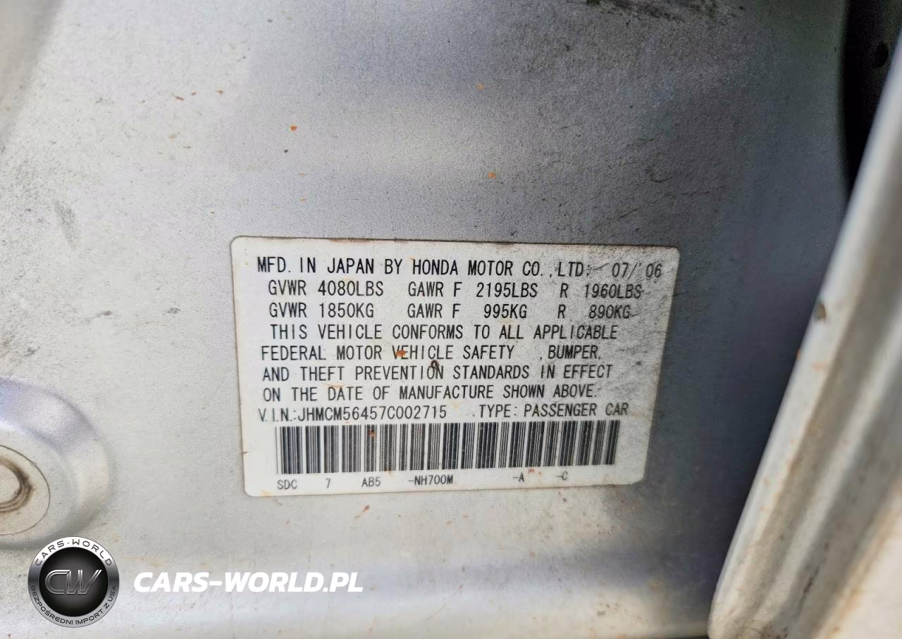 2007 Honda Accord Lx VIN:JHMCM56457C002715 - 12