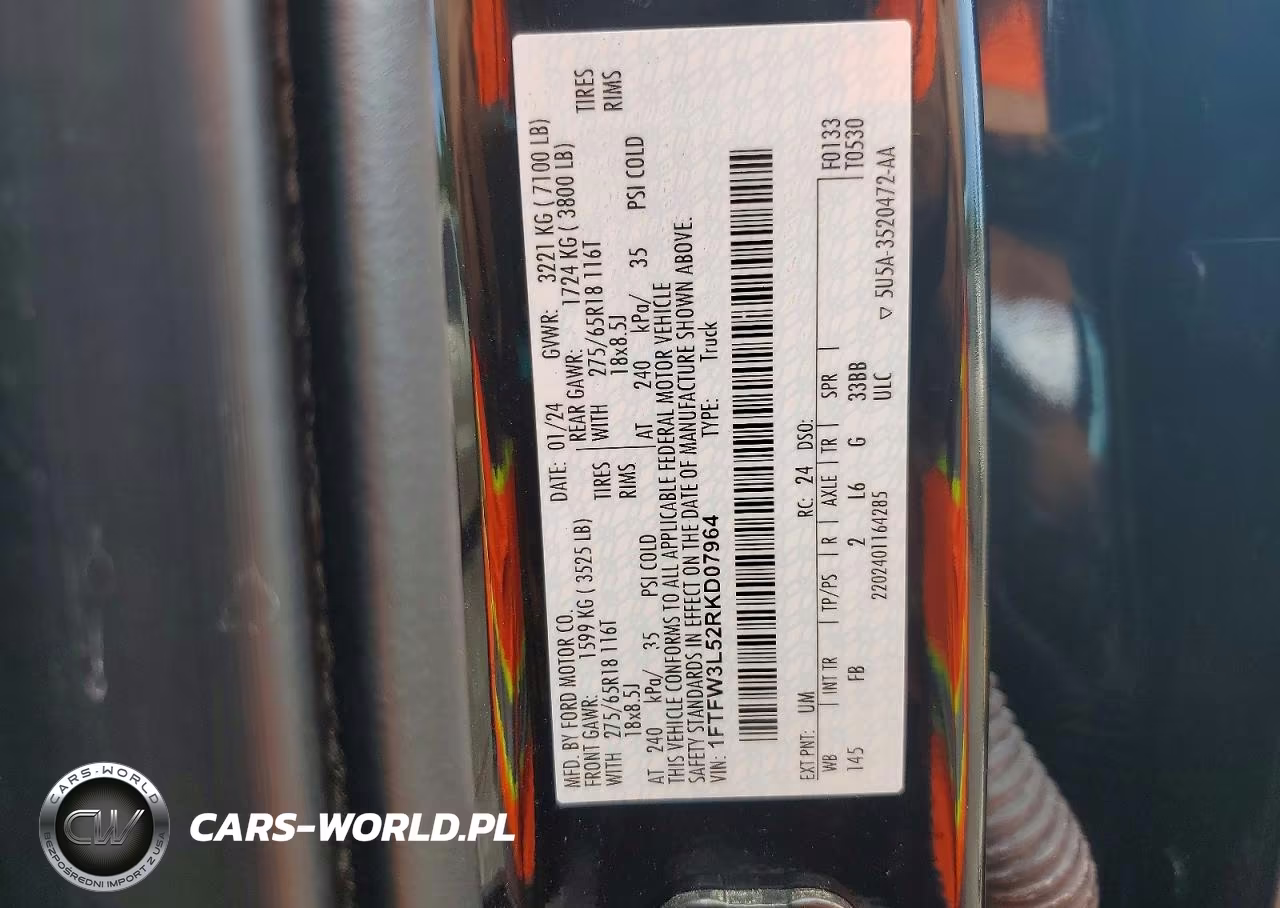 2024 Ford F150 Xlt VIN:1FTFW3L52RKD07964 - 12