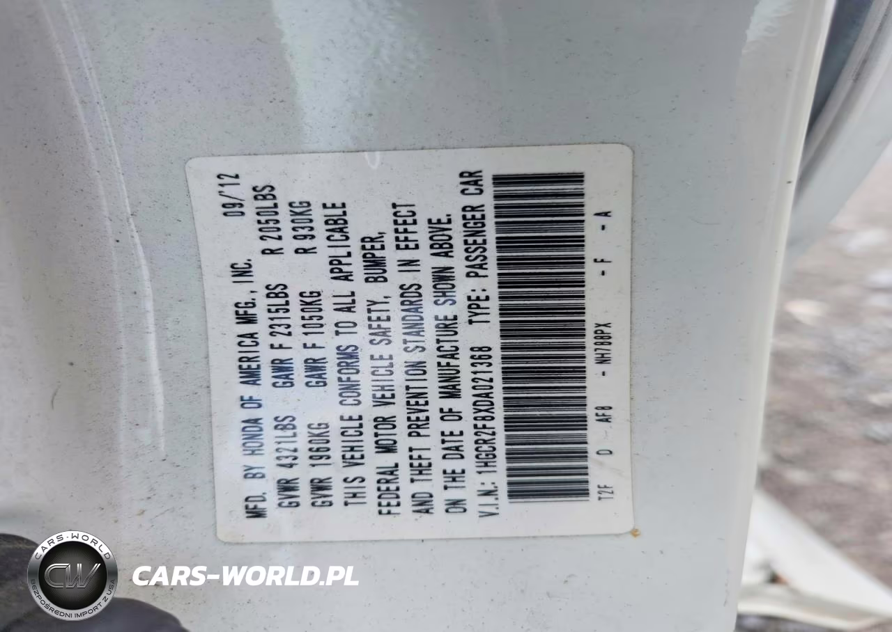 2013 Honda Accord Exl VIN:1HGCR2F8XDA021368 - 12