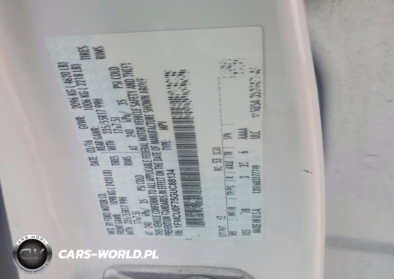 2016 Ford Escape S VIN:1FMCU0F75GUC88134 - 13